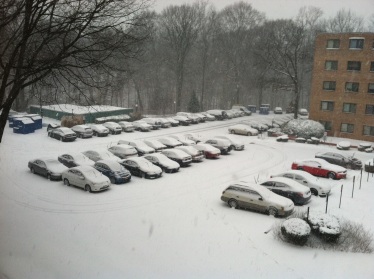 Snow in the parking lot
